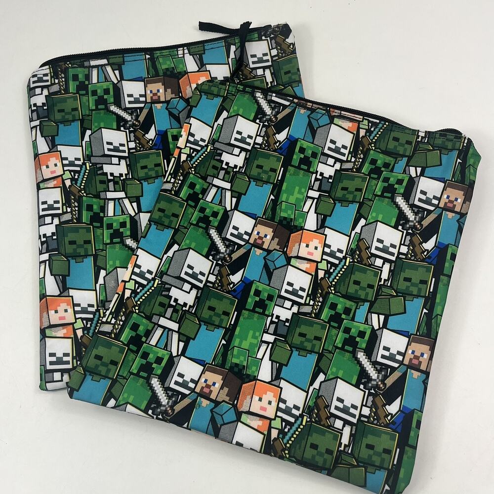 Minecraft Zipper Pouch Insulated Lunch Bag Set x2 Characters Polyester Kids 2023